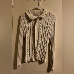 Jones New York Beige Cable Knit Cardigan